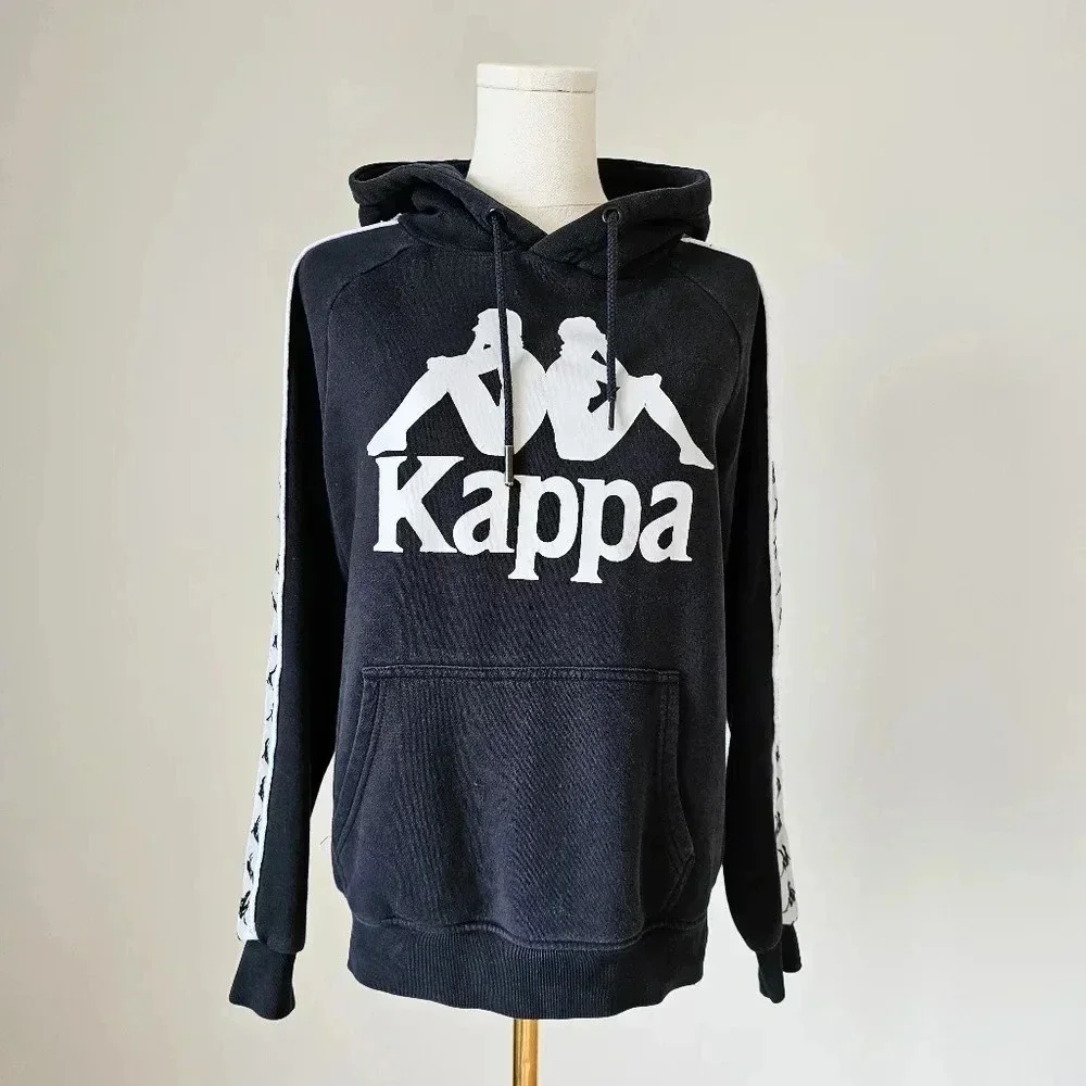 Kappa Size S men's graphic print Black pullover hoodie Spellout logo - Picture 1 of 7
